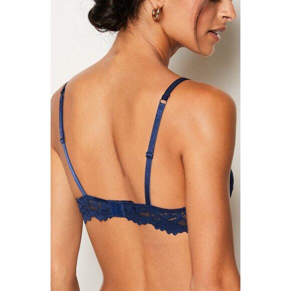 🆕ETAM Legende Underwire Demi Lace Bra 36C Navy Blue - Picture 2 of 8